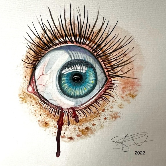 Original water color painting of an eye 👁️. “FEAR” - Picture 2 of 2